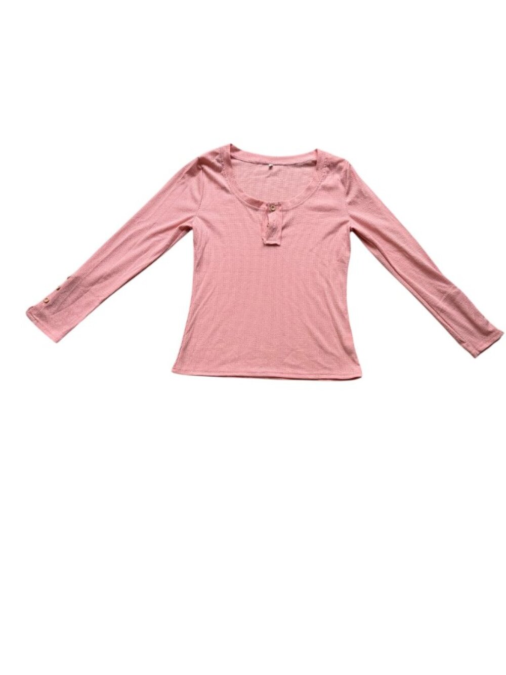 Women's L Mauve Pink Henley Long Sleeve Top Cotton Blend